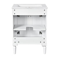 VanityFus 24-in White Bathroom Vanity Single Sink Combo with Ceramic Top Undermount 2 Soft Close Doors