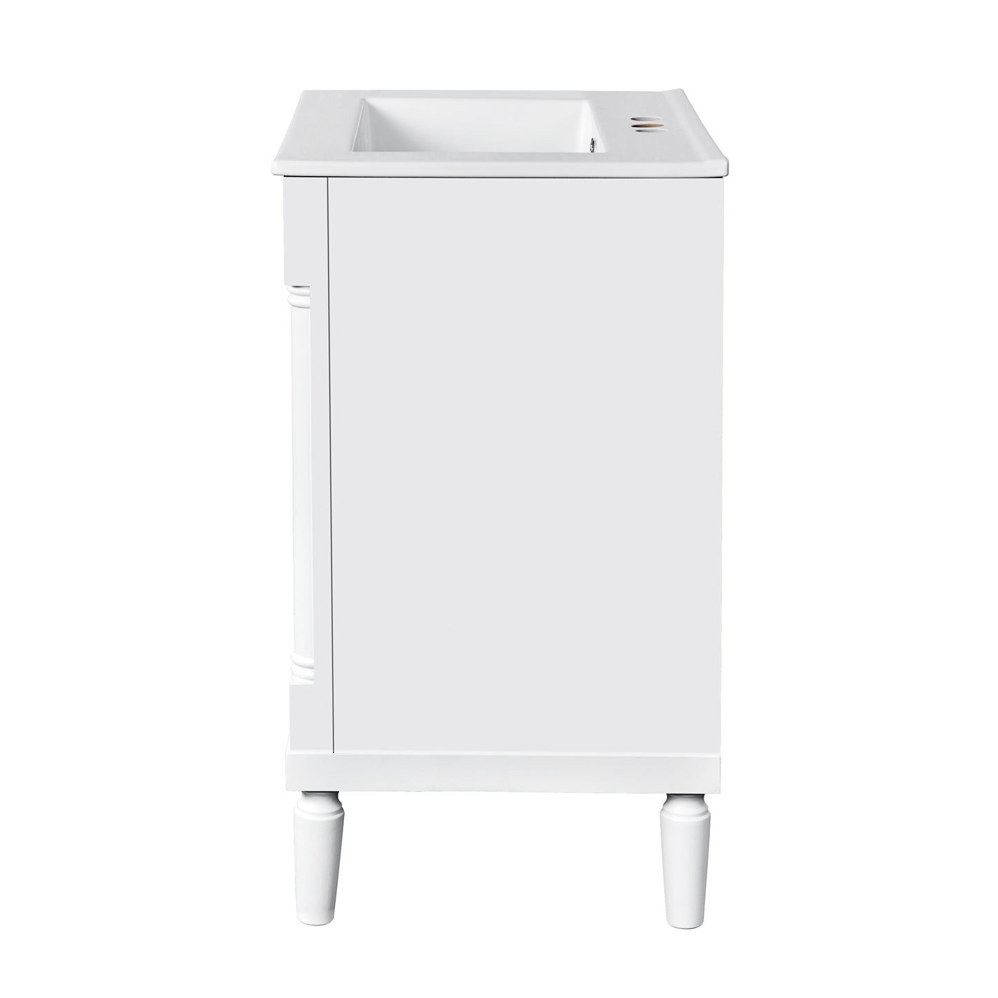 VanityFus 24-in White Bathroom Vanity Single Sink Combo with Ceramic Top Undermount 2 Soft Close Doors