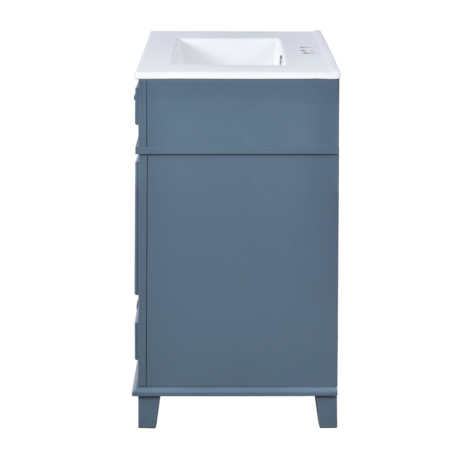VanityFus 29.37-in Blue Bathroom Vanity Single Sink Combo with Ceramic Top Undermount 2 Soft Close Doors 1 Drawer