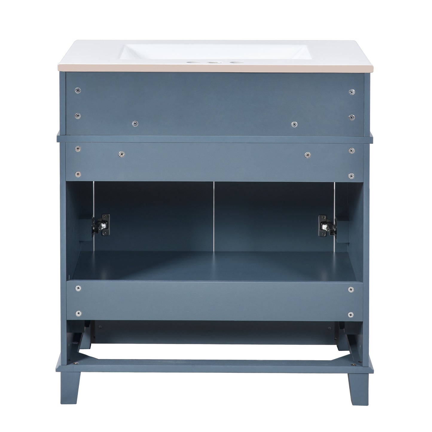 VanityFus 29.37-in Blue Bathroom Vanity Single Sink Combo with Ceramic Top Undermount 2 Soft Close Doors 1 Drawer