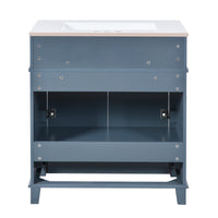 VanityFus 29.37-in Blue Bathroom Vanity Single Sink Combo with Ceramic Top Undermount 2 Soft Close Doors 1 Drawer