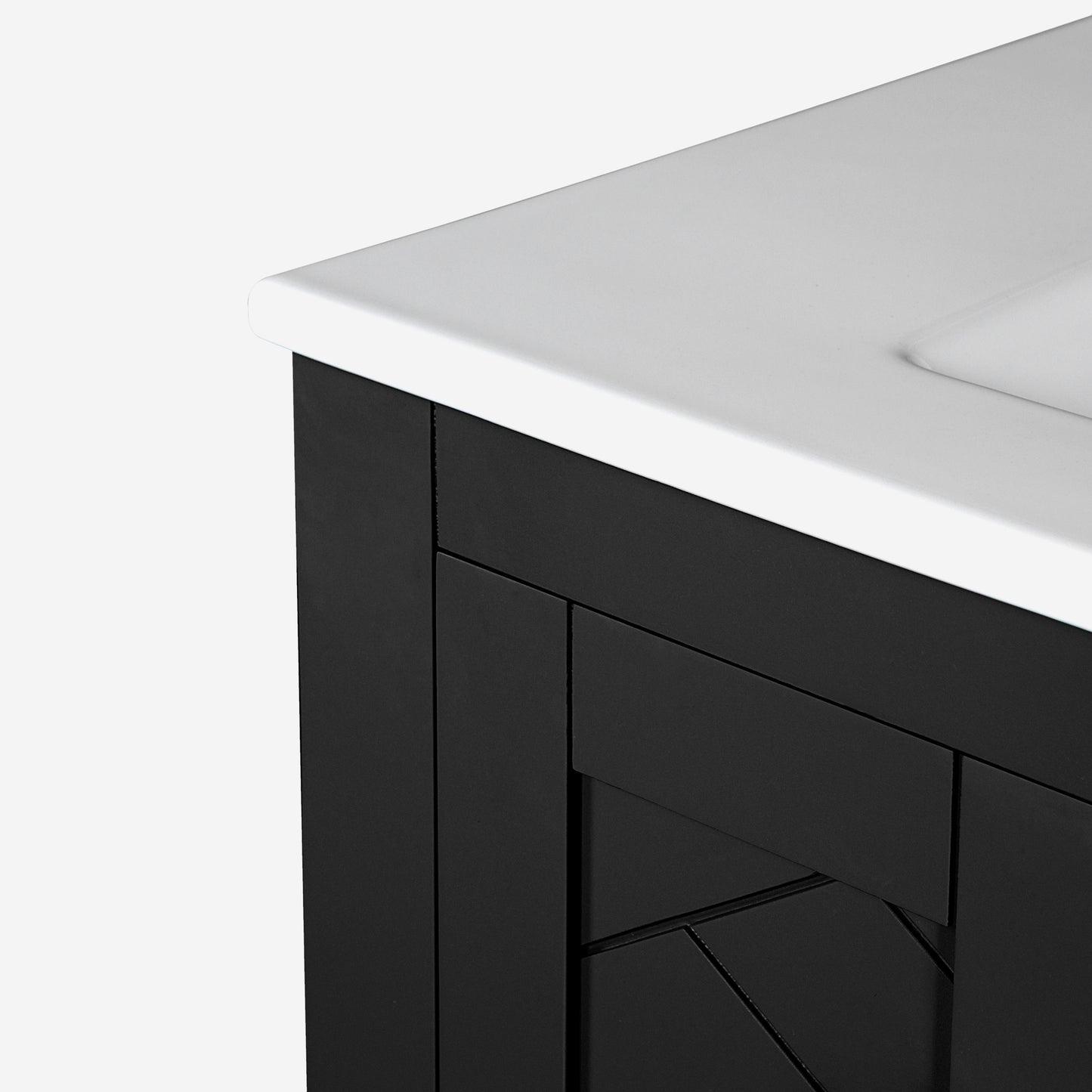 VanityFus 30-in Black Bathroom Vanity Single Sink Combo with Ceramic Top Undermount 2 Soft Close Doors 3 Drawers