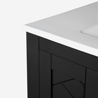 VanityFus 30-in Black Bathroom Vanity Single Sink Combo with Ceramic Top Undermount 2 Soft Close Doors 3 Drawers