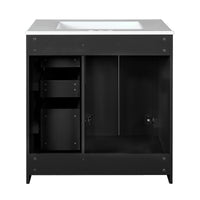 VanityFus 30-in Black Bathroom Vanity Single Sink Combo with Ceramic Top Undermount 2 Soft Close Doors 3 Drawers