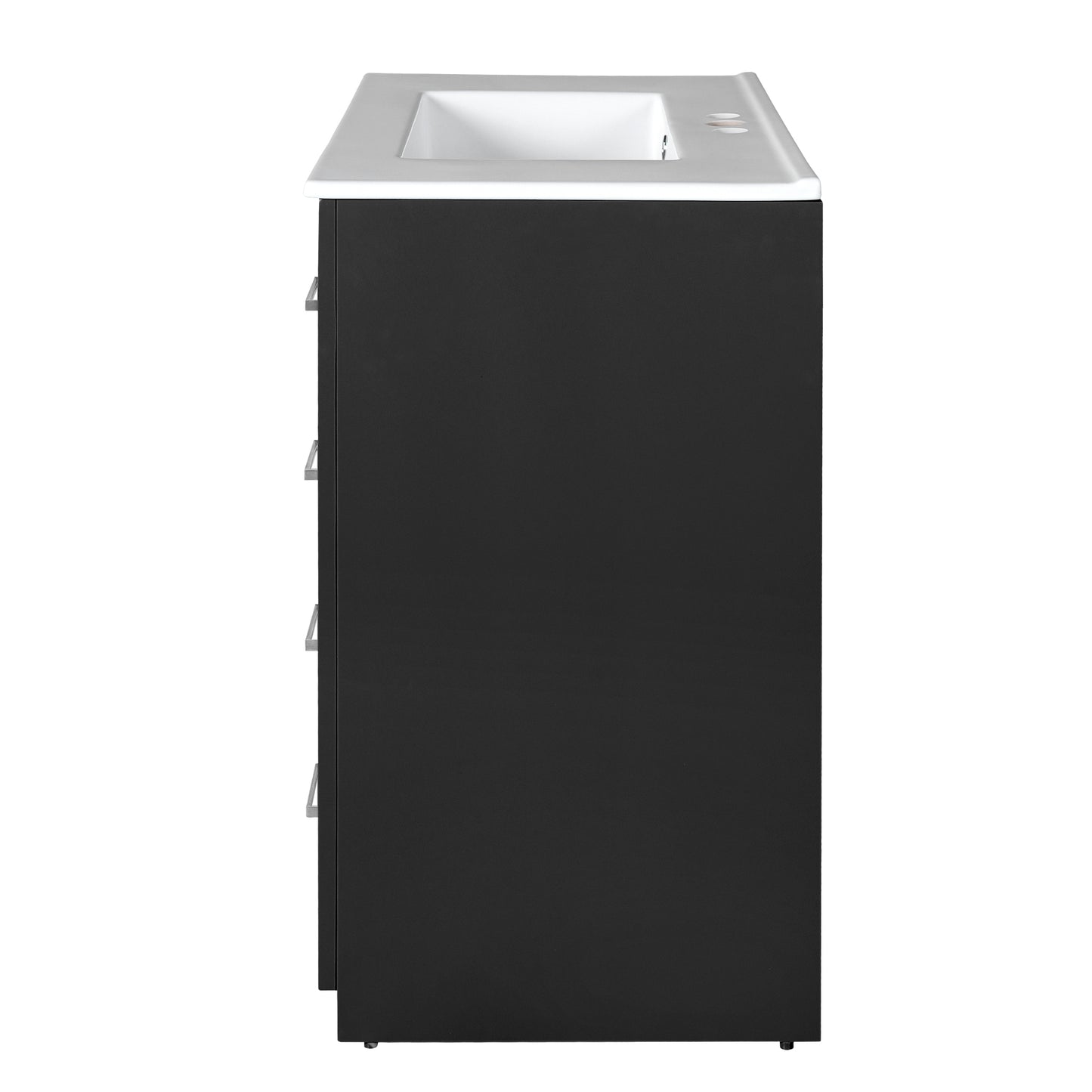 VanityFus 30-in Black Bathroom Vanity Single Sink Combo with Ceramic Top Undermount 2 Soft Close Doors 3 Drawers