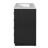 VanityFus 30-in Black Bathroom Vanity Single Sink Combo with Ceramic Top Undermount 2 Soft Close Doors 3 Drawers