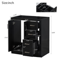 VanityFus 30-in Black Bathroom Vanity Single Sink Combo with Ceramic Top Undermount 2 Soft Close Doors 3 Drawers