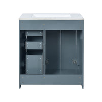 VanityFus 30-in Blue Bathroom Vanity Single Sink Combo with Ceramic Top Undermount 2 Soft Close Doors 3 Drawers