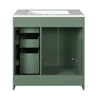 VanityFus 30-in Green Bathroom Vanity Single Sink Combo with Ceramic Top Undermount 2 Soft Close Doors 3 Drawers