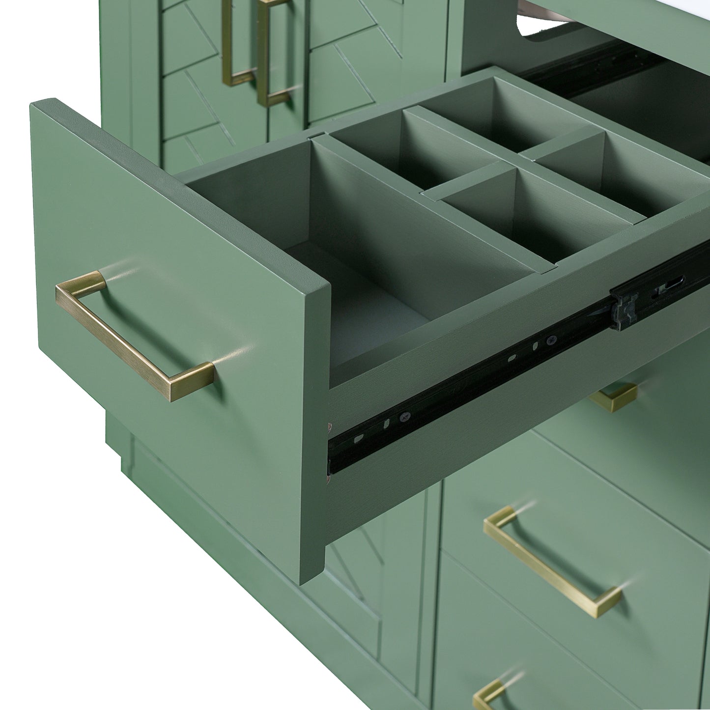 VanityFus 30-in Green Bathroom Vanity Single Sink Combo with Ceramic Top Undermount 2 Soft Close Doors 3 Drawers