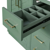 VanityFus 30-in Green Bathroom Vanity Single Sink Combo with Ceramic Top Undermount 2 Soft Close Doors 3 Drawers