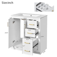 VanityFus 30-in White Bathroom Vanity Single Sink Combo with Ceramic Top Undermount 2 Soft Close Doors 3 Drawers