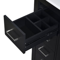 VanityFus 30-in Black Bathroom Vanity Single Sink Combo with Ceramic Top Undermount 2 Soft Close Doors 3 Drawers