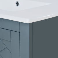 VanityFus 30-in Blue Bathroom Vanity Single Sink Combo with Ceramic Top Undermount 2 Soft Close Doors 3 Drawers