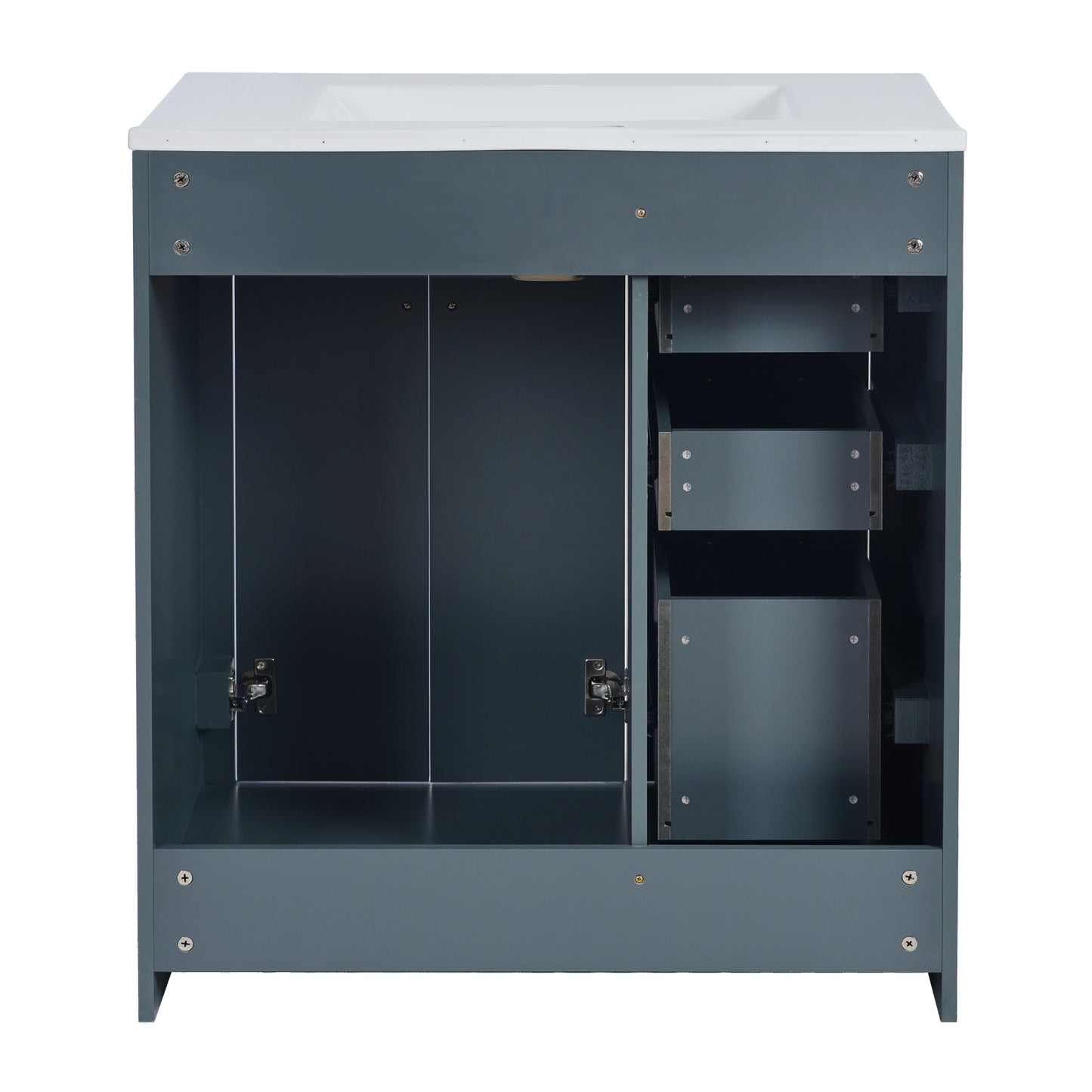 VanityFus 30-in Blue Bathroom Vanity Single Sink Combo with Ceramic Top Undermount 2 Soft Close Doors 3 Drawers