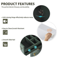VanityFus 30-in Green Bathroom Vanity Single Sink Combo with Ceramic Top Undermount 2 Soft Close Doors 3 Drawers