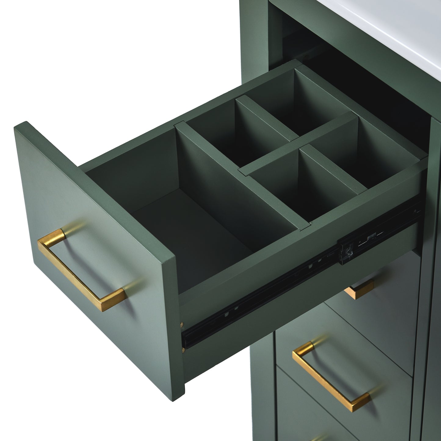 VanityFus 30-in Green Bathroom Vanity Single Sink Combo with Ceramic Top Undermount 2 Soft Close Doors 3 Drawers