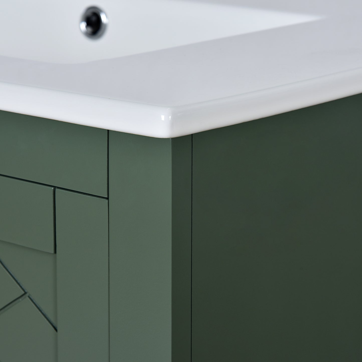 VanityFus 30-in Green Bathroom Vanity Single Sink Combo with Ceramic Top Undermount 2 Soft Close Doors 3 Drawers