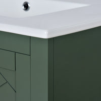 VanityFus 30-in Green Bathroom Vanity Single Sink Combo with Ceramic Top Undermount 2 Soft Close Doors 3 Drawers