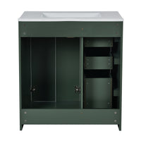 VanityFus 30-in Green Bathroom Vanity Single Sink Combo with Ceramic Top Undermount 2 Soft Close Doors 3 Drawers