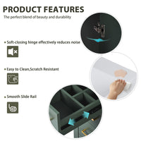VanityFus 30-in Green Bathroom Vanity Single Sink Combo with Ceramic Top Undermount 2 Soft Close Doors 3 Drawers