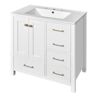 VanityFus 30-in White Bathroom Vanity Single Sink Combo with Ceramic Top Undermount 2 Soft Close Doors 4 Drawers