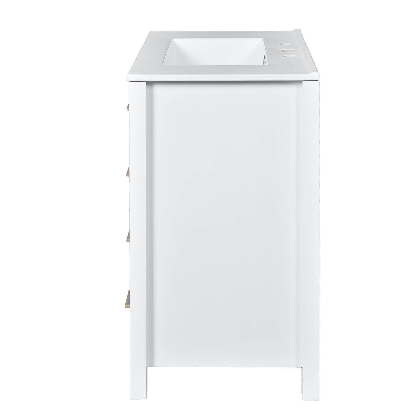 VanityFus 30-in White Bathroom Vanity Single Sink Combo with Ceramic Top Undermount 2 Soft Close Doors 4 Drawers