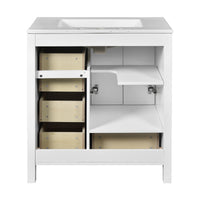 VanityFus 30-in White Bathroom Vanity Single Sink Combo with Ceramic Top Undermount 2 Soft Close Doors 4 Drawers