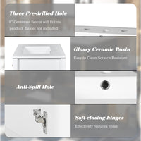 VanityFus 30-in White Bathroom Vanity Single Sink Combo with Ceramic Top Undermount 2 Soft Close Doors 4 Drawers