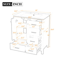VanityFus 30-in White Bathroom Vanity Single Sink Combo with Ceramic Top Undermount 2 Soft Close Doors 4 Drawers