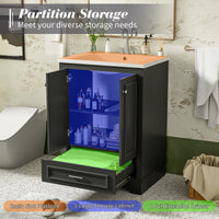 VanityFus 24.2-in Black Bathroom Vanity Single Sink Combo with Ceramic Top Undermount 2 Soft Close Doors 1 Drawer Adjustable Shelves