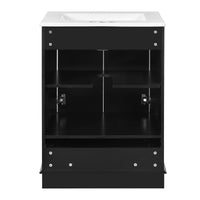 VanityFus 24.2-in Black Bathroom Vanity Single Sink Combo with Ceramic Top Undermount 2 Soft Close Doors 1 Drawer Adjustable Shelves