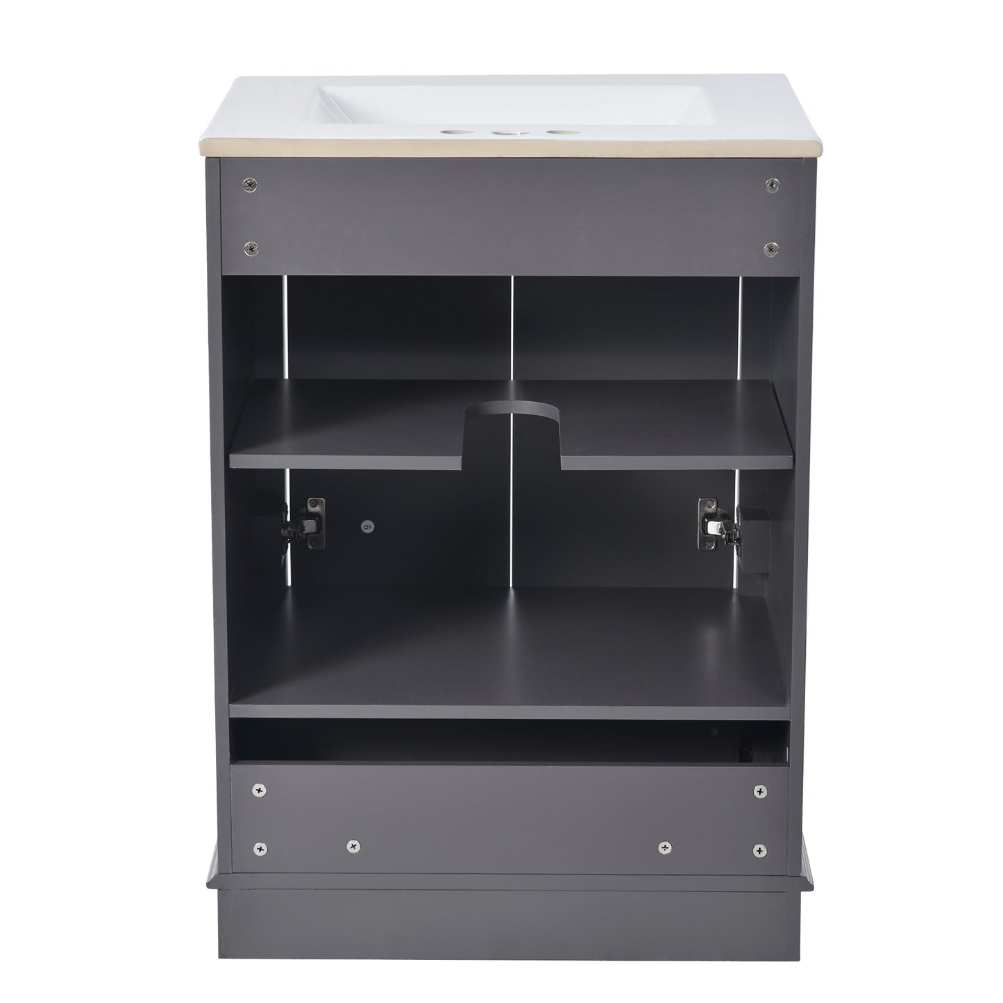 VanityFus 24.2-in Blue Gray Bathroom Vanity Single Sink Combo with Ceramic Top Undermount 2 Soft Close Doors 1 Drawer Adjustable Shelves