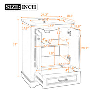 VanityFus 24.2-in Green Bathroom Vanity Single Sink Combo with Ceramic Top Undermount 2 Soft Close Doors 1 Drawer Adjustable Shelves