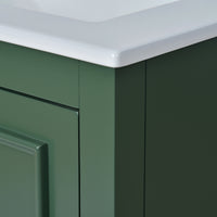 VanityFus 24.2-in Green Bathroom Vanity Single Sink Combo with Ceramic Top Undermount 2 Soft Close Doors 1 Drawer Adjustable Shelves