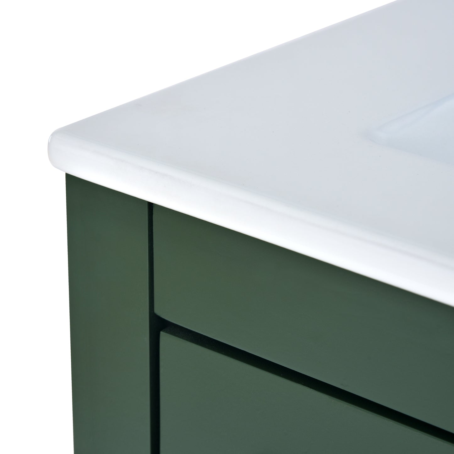 VanityFus 24.2-in Green Bathroom Vanity Single Sink Combo with Ceramic Top Undermount 2 Soft Close Doors 1 Drawer Adjustable Shelves