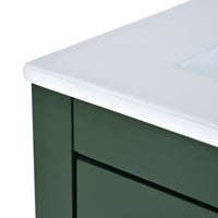 VanityFus 24.2-in Green Bathroom Vanity Single Sink Combo with Ceramic Top Undermount 2 Soft Close Doors 1 Drawer Adjustable Shelves