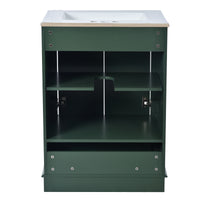 VanityFus 24.2-in Green Bathroom Vanity Single Sink Combo with Ceramic Top Undermount 2 Soft Close Doors 1 Drawer Adjustable Shelves