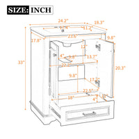 VanityFus 24.2-in White Bathroom Vanity Single Sink Combo with Ceramic Top Undermount 2 Soft Close Doors 1 Drawer Adjustable Shelves