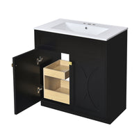 VanityFus 30-in Black Bathroom Vanity Single Sink Combo with Ceramic Top Undermount 2 Soft Close Doors