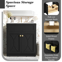 VanityFus 30-in Black Bathroom Vanity Single Sink Combo with Ceramic Top Undermount 2 Soft Close Doors