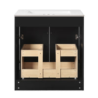 VanityFus 30-in Black Bathroom Vanity Single Sink Combo with Ceramic Top Undermount 2 Soft Close Doors