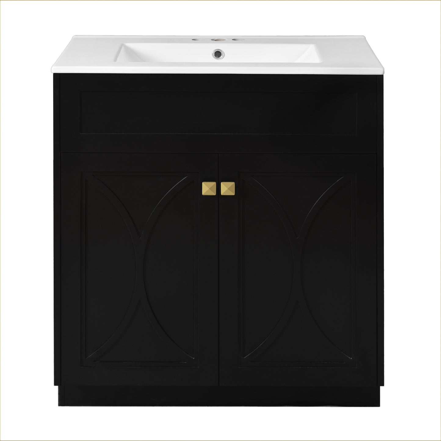 VanityFus 30-in Black Bathroom Vanity Single Sink Combo with Ceramic Top Undermount 2 Soft Close Doors