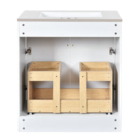 VanityFus 30-in White Bathroom Vanity Single Sink Combo with Ceramic Top Undermount 2 Soft Close Doors