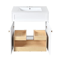 VanityFus 30-in White Bathroom Vanity Single Sink Combo with Ceramic Top Undermount 2 Soft Close Doors