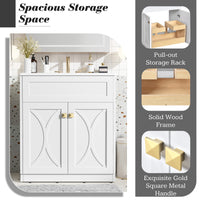 VanityFus 30-in White Bathroom Vanity Single Sink Combo with Ceramic Top Undermount 2 Soft Close Doors