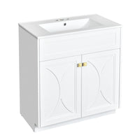 VanityFus 30-in White Bathroom Vanity Single Sink Combo with Ceramic Top Undermount 2 Soft Close Doors