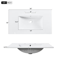 VanityFus 36-in Black Bathroom Vanity Single Sink Combo with Ceramic Top Undermount 2 Soft Close Doors 2 Drawers