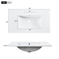 VanityFus 36-in White Bathroom Vanity Single Sink Combo with Ceramic Top Undermount 2 Soft Close Doors 2 Drawers