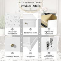 VanityFus 36-in White Bathroom Vanity Single Sink Combo with Ceramic Top Undermount 2 Soft Close Doors 2 Drawers